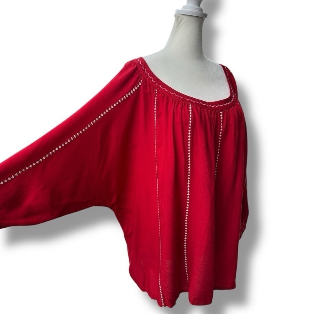 Ariat Ali Red Embroidered Peasant Blouse | Size Large - Picture 8 of 11